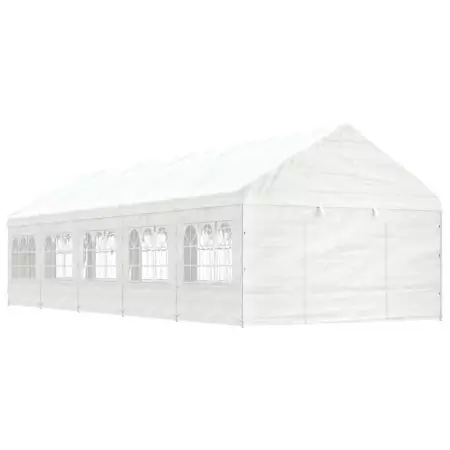 Gazebo con Tetto Bianco 11,15x4,08x3,22 m in Polietilene