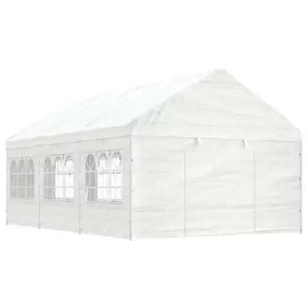 Gazebo con Tetto Bianco 6,69x4,08x3,22 m in Polietilene