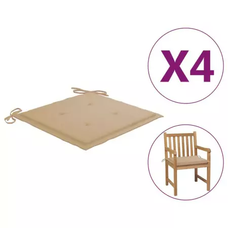 Cuscini per Sedie da Giardino 4 pz Beige 50x50x3 cm in Tessuto