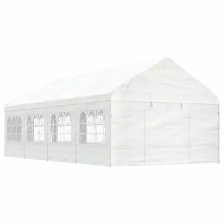 Gazebo con Tetto Bianco 8,92x4,08x3,22 m in Polietilene