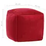 Pouf in Velluto di Cotone 40x40x40 cm Rosso Rubino