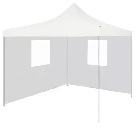 Gazebo Pieghevole Professionale 2 Pareti 3x3m Acciaio Bianco