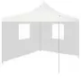 Gazebo Pieghevole Professionale 2 Pareti 3x3m Acciaio Bianco