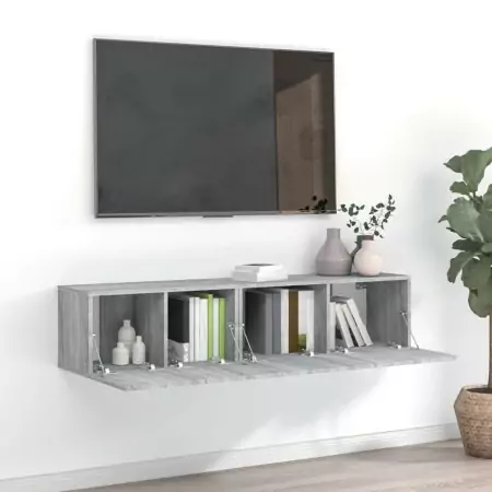 Set Mobili Porta TV 2 pz Grigio Sonoma in Legno Multistrato