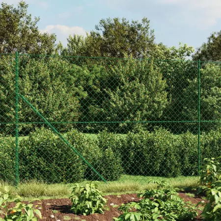 Recinzione a Rete con Picchetti Ancoraggio Verde 2x10 m