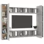 Set Porta TV 10 pz Grigio Cemento in Truciolato