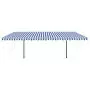 Tenda da Sole Retrattile Manuale con LED 6x3,5 m Blu e Bianca