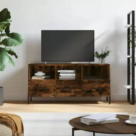 Mobile Porta TV Rovere Fumo 102x36x50 cm in Legno Multistrato