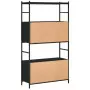 Libreria Nera 80x30x145,5 cm in Legno Multistrato e Ferro