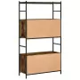 Libreria Rovere Fumo 80x30x145,5cm in Legno Multistrato e Ferro