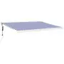 Tenda Sole Retrattile Blu e Bianca 4,5x3 m Tessuto e Alluminio