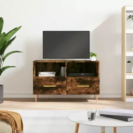 Mobile Porta TV Rovere Fumo 80x36x50 cm in Legno Multistrato