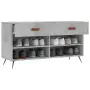 Panca Porta Scarpe Grigio Cemento 102x35x55cm Legno Multistrato