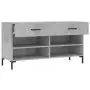 Panca Porta Scarpe Grigio Cemento 102x35x55cm Legno Multistrato