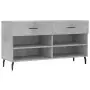 Panca Porta Scarpe Grigio Cemento 102x35x55cm Legno Multistrato