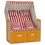 Strandkorb Cuscini Polyrattan e Legno Massello Rosso e Bianco