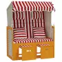 Strandkorb Cuscini Polyrattan e Legno Massello Rosso e Bianco