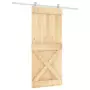 Porta Scorrevole con Set Hardware 90x210 cm Legno Massello Pino