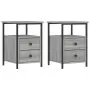 Comodini 2 pz Grigio Sonoma 34x35,5x50 cm in Legno Multistrato