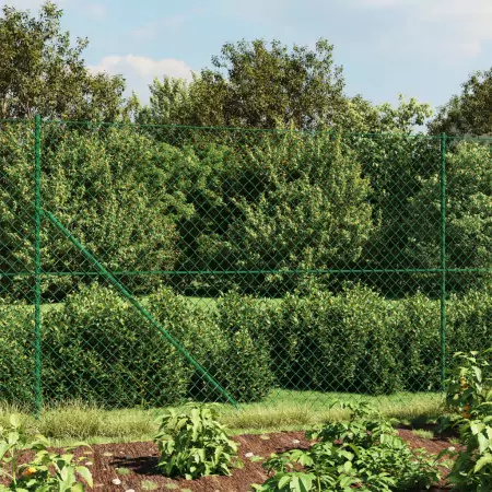 Recinzione a Rete con Picchetti Ancoraggio Verde 1,6x25 m