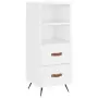 Credenza Bianco Lucido 34,5x34x90 cm in Legno Multistrato