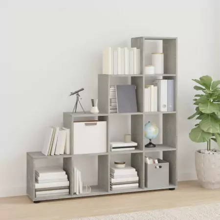 Libreria a Scala Grigio Cemento 142 cm in Legno Multistrato