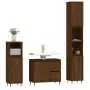 Set Mobili da Bagno 3 pz Rovere Marrone in Legno Multistrato