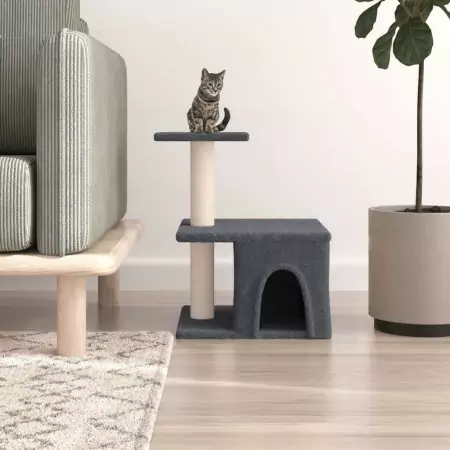 Albero per Gatti con Tiragraffi in Sisal Grigio Scuro 48 cm