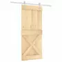 Porta Scorrevole con Set Hardware 90x210 cm Legno Massello Pino