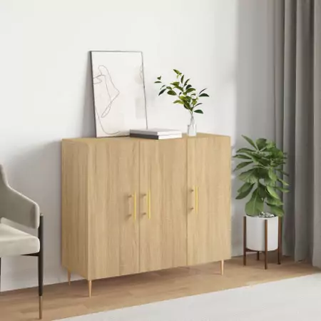 Credenza Rovere Sonoma 90x34x80 cm in Legno Multistrato