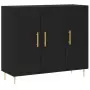 Credenza Nera 90x34x80 cm in Legno Multistrato