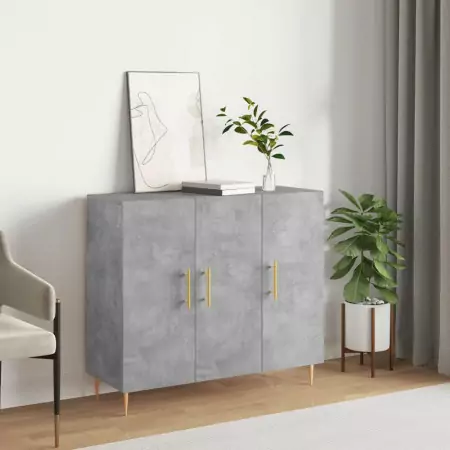 Credenza Grigio Cemento 90x34x80 cm in Legno Multistrato