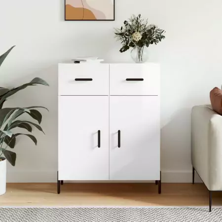 Credenza 69,5x34x90 cm in Legno Multistrato Bianco Lucido