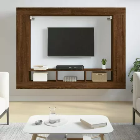 Mobile Porta TV Rovere Marrone 152x22x113 cm Legno Multistrato