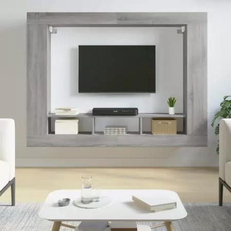 Mobile Porta TV Grigio Sonoma 152x22x113cm in Legno Multistrato