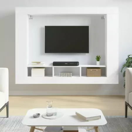 Mobile Porta TV Bianco 152x22x113 cm in Legno Multistrato