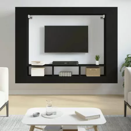 Mobile Porta TV Nero 152x22x113 cm in Legno Multistrato