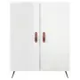 Credenza Bianco Lucido 69,5x34x180 cm in Legno Multistrato