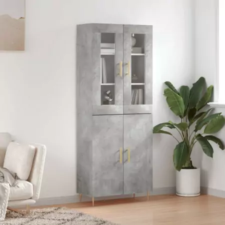 Credenza Grigio Cemento 69,5x34x180 cm in Legno Multistrato