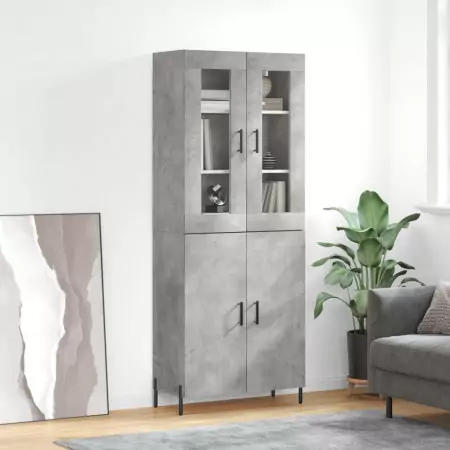 Credenza Grigio Cemento 69,5x34x180 cm in Legno Multistrato