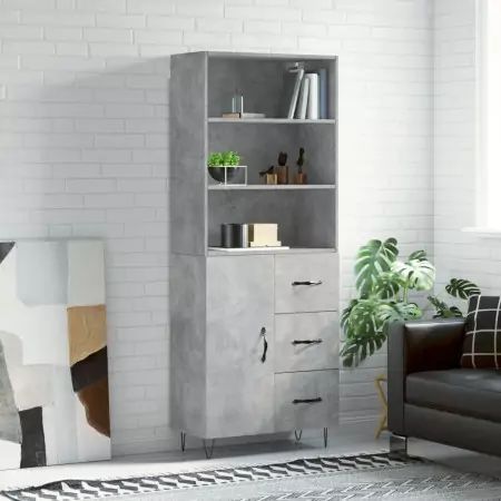 Credenza Grigio Cemento 69,5x34x180 cm in Legno Multistrato