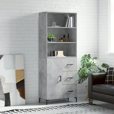 Credenza Grigio Cemento 69,5x34x180 cm in Legno Multistrato