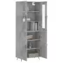 Credenza Grigio Cemento 69,5x34x180 cm in Legno Multistrato