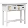 Tavolo Consolle BODO 90x34,5x73 cm Legno Massello Pino Bianco