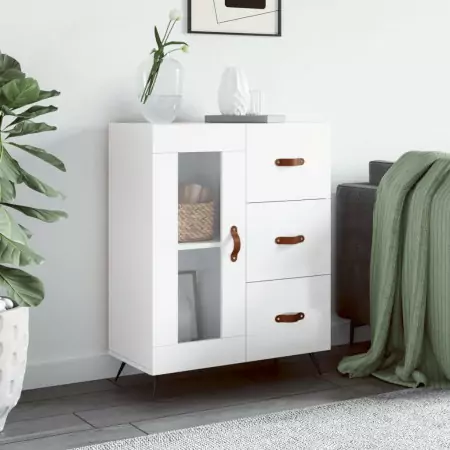 Credenza 69,5x34x90 cm in Legno Multistrato Bianco Lucido