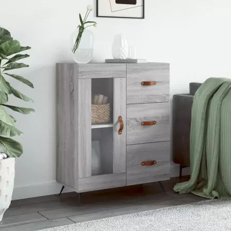 Credenza Grigio Sonoma 69,5x34x90 cm in Legno Multistrato