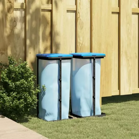 Porta Sacchi Spazzatura 2 pz Nero e Blu 60 L in PP