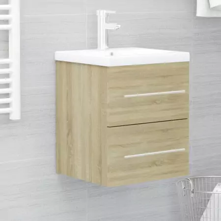 Mobile Bagno con Lavabo Integrato Rovere Sonoma in Truciolato