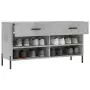 Panca Porta Scarpe Grigio Cemento 102x35x55cm Legno Multistrato