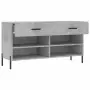 Panca Porta Scarpe Grigio Cemento 102x35x55cm Legno Multistrato